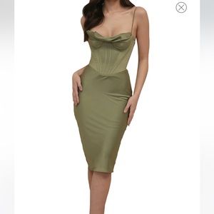 Myrna Satin Corset Midi Dress - Size L Plus on website 
HOUSE OF CB